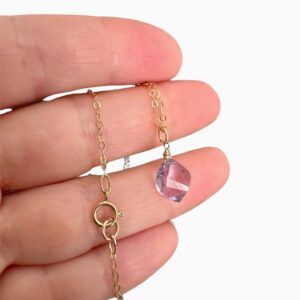 Natural Pink Amethyst 14k gold Necklace.  Gemstone Jewelry, bridal necklaces, February Birthstone, birthday gift