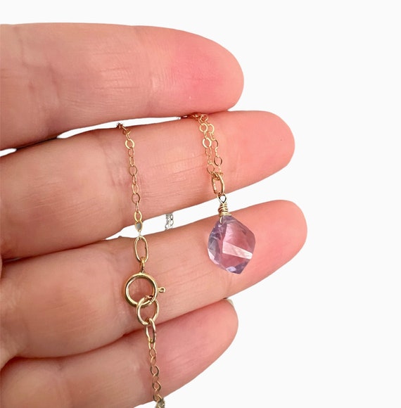 Natural Pink Amethyst 14k Gold Necklace. Gemstone Jewelry, Bridal Necklaces, February Birthstone, Birthday Gift Natural Pink Amethyst 14k Gold Necklace. Gemstone Jewelry, Bridal Necklaces, February Birthstone, Birthday Gift