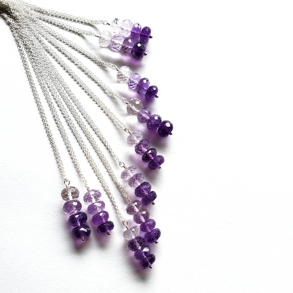 Ombre Purple Amethyst And Sterling Silver Necklace, February Birthstone Jewelry, Gift For Her Handmade In Seattle, Ready To Ship, Colorful