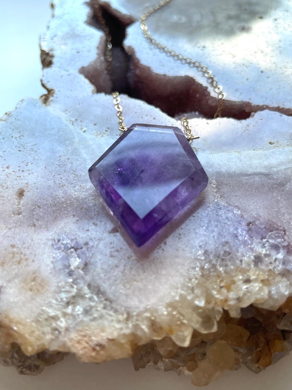 Amethyst Statement Necklace, February Birthstone Jewelry, Crystal Necklace, Birthday Gift For Women, For Her, For Wife
