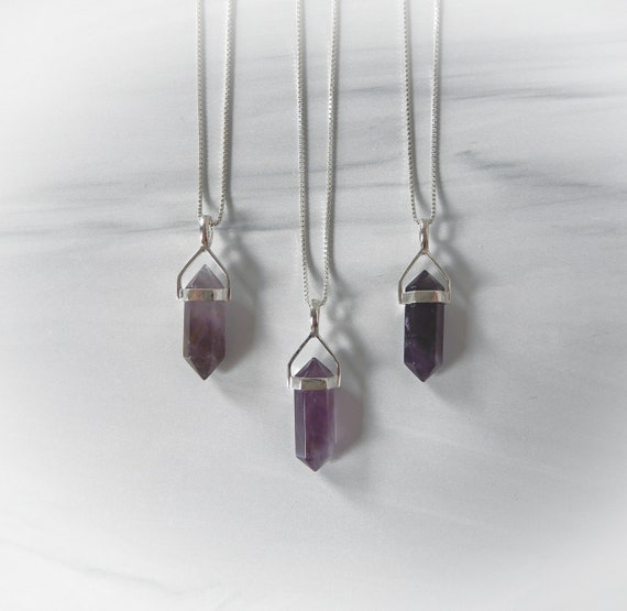 Amethyst Necklace Sterling Silver • Genuine Amethyst Gemstone Point