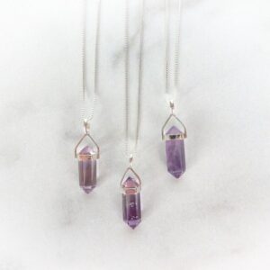 Amethyst Necklace, Sterling Silver • Genuine Amethyst Gemstone Point