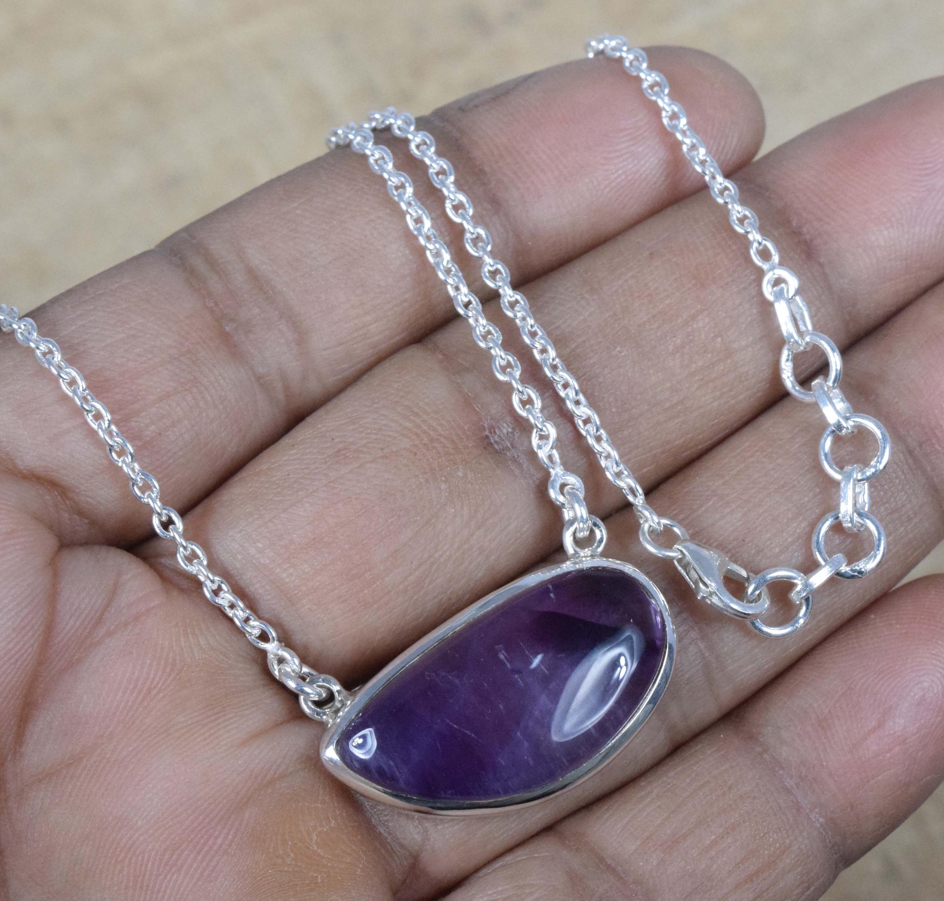 Amethyst Sterling Silver Necklace: Handmade February Birthstone Jewelry