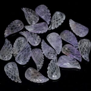 11X6MM  Amethyst Gemstone Carved Angel Wing Beads BULK LOT 2,6,12,24,48 (90187147-001)