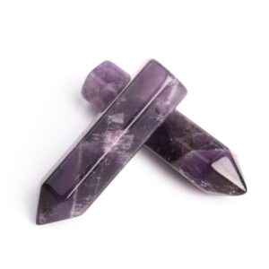 2 Pcs 30x8mm Amethyst Beads Healing Hexagonal Pointed Grade Aaa Genuine Natural Loose Beads Bulk Lot Options (103290-721)