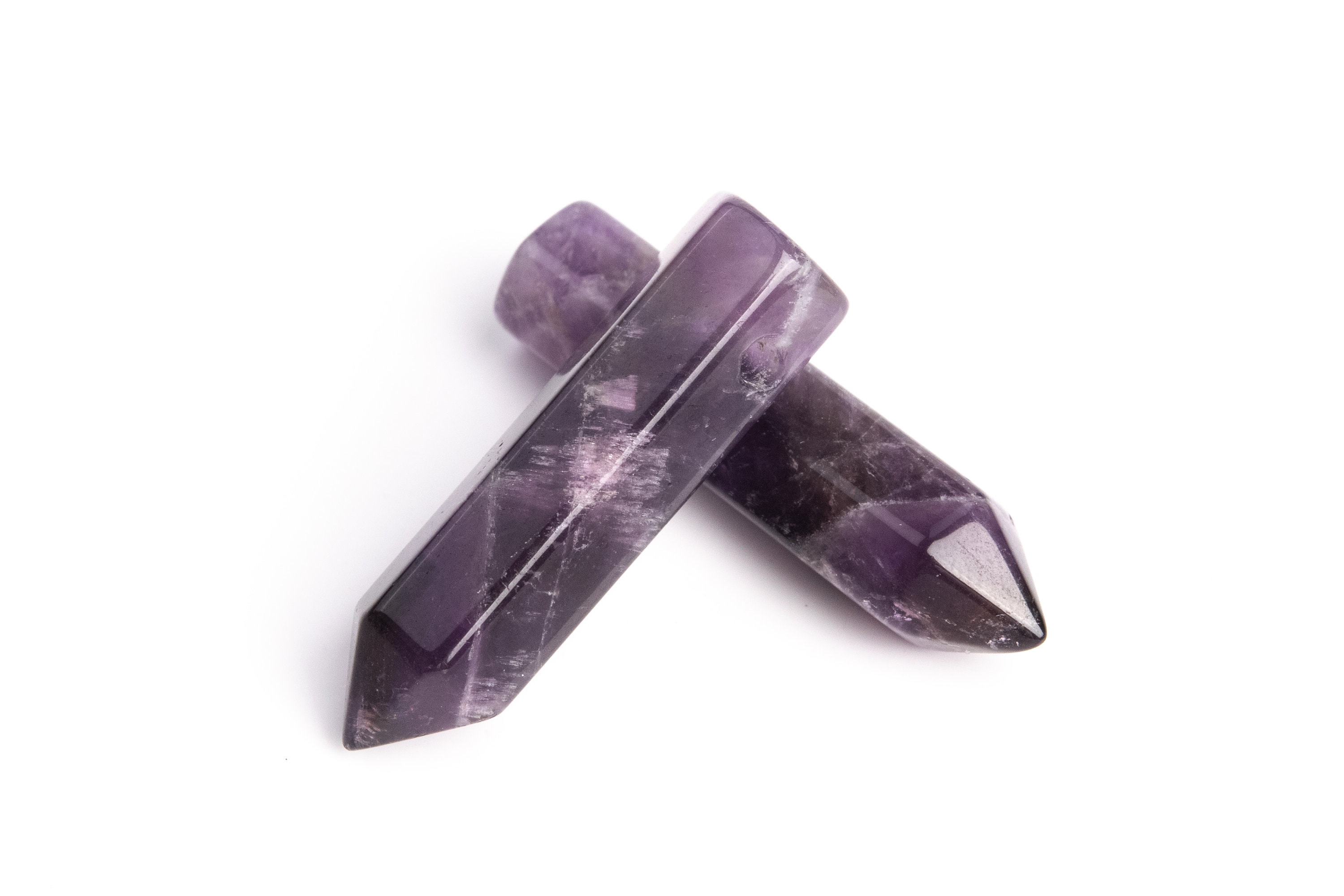 2 Pcs 30x8mm Amethyst Beads Healing Hexagonal Pointed Grade Aaa Genuine Natural Loose Beads Bulk Lot Options (103290-721)