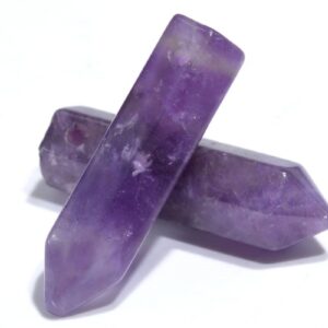 2 Pcs 30x8mm Amethyst Beads Healing Hexagonal Pointed Grade A Genuine Natural Loose Beads Bulk Lot 2, 4, 6, 12 And 50 (103288-721)