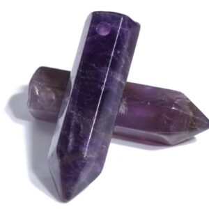 2 Pcs 30x8mm Amethyst Beads Healing Hexagonal Pointed Grade Aaa Genuine Natural Loose Beads Bulk Lot 2 (103287-721)