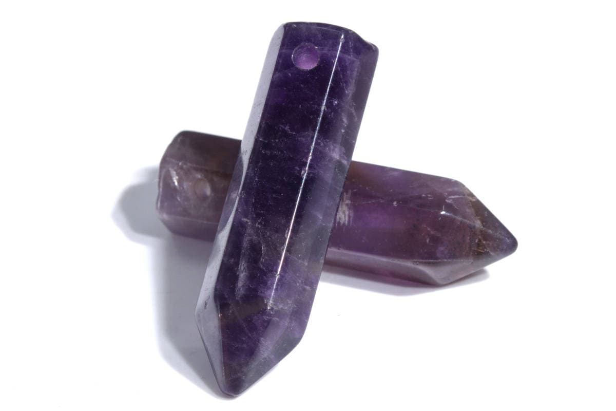 2 Pcs 30x8mm Amethyst Beads Healing Hexagonal Pointed Grade Aaa Genuine Natural Loose Beads Bulk Lot 2 (103287-721)