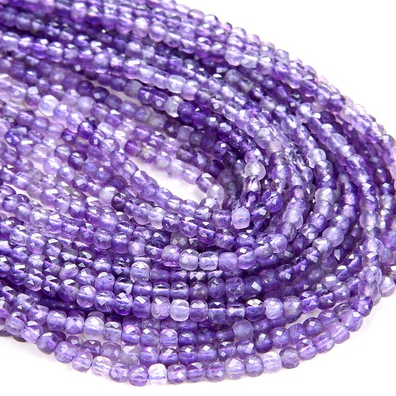 2mm Amethyst Gemstone Grade Aa Micro Faceted Cube Beads 15.5 Inch Full Strand Bulk Lot 1,2,6,12 And 50 (80008690-p9)