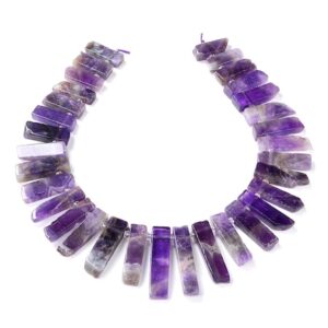 46x10-24x9MM Natural Chevron Amethyst Gemstone Gradated Slice Stick Points Beads 15.5 inch Full Strand BULK LOT 1,2 and 6 (80016523-S14)