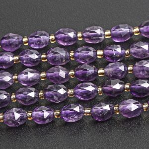 4x6mm Purple Amethyst Beads Grade Aa Genuine Natural Gemstone Drum Barrel Rice Bead Loose Beads 15" / 7.5" Bulk Lot Options