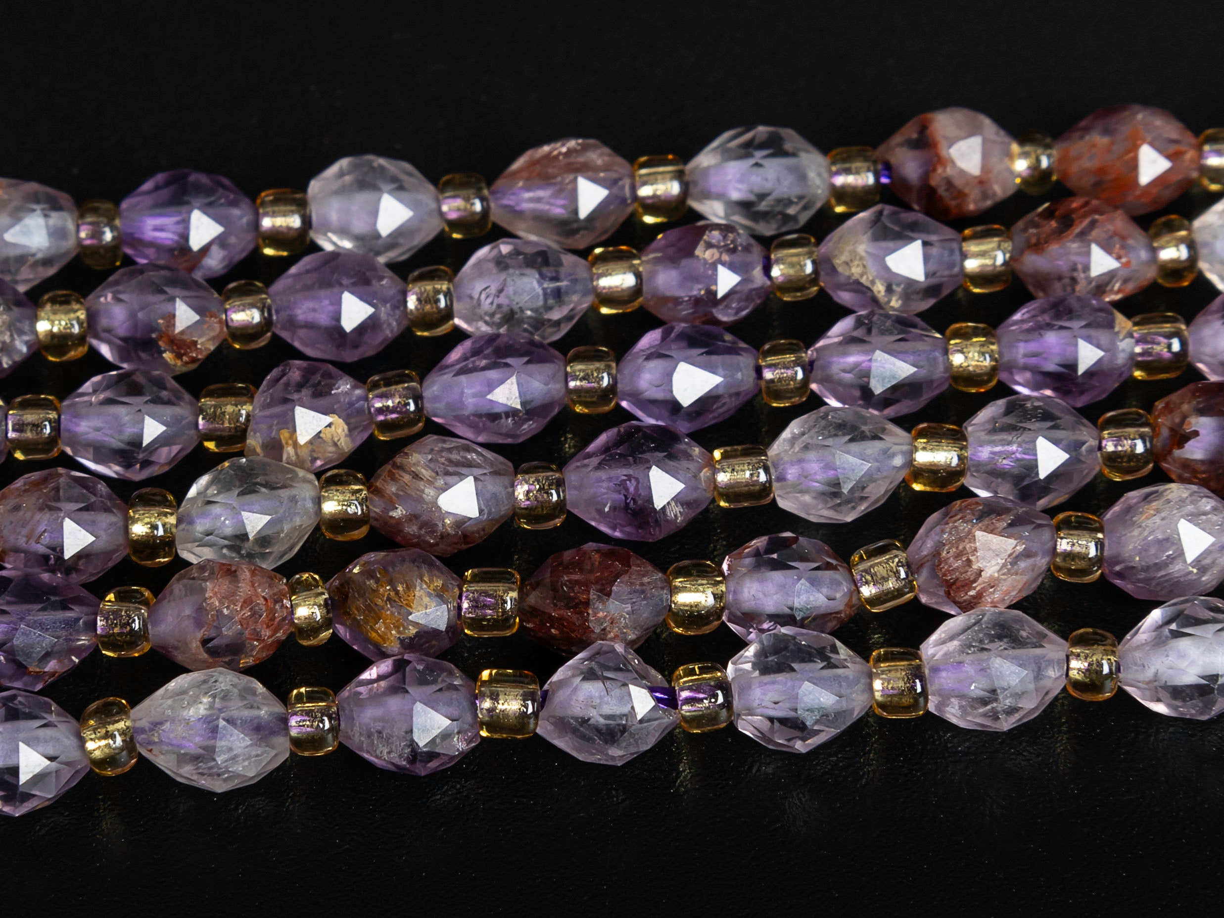 6mm Purple Amethyst Cacoxenite Inclusions Quartz Beads Grade Aa+ Gemstone Drum Barrel Rice Bead Loose Beads 15"/7.5" Bulk Lot Options