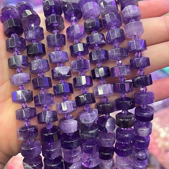 7×12mm Natural Amethyst Column Loose Beads,cylinder Amethyst Diy Handmade Jewelry Making Beaded Accessories,15 Inches One Strand
