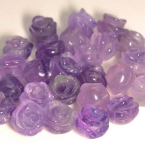 8mm Lavender Amethyst Gemstone Carved Flower Beads Bulk Lot 5,10,20,30,50 (90187239-002)