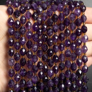 8mm Purple Amethyst Beads Grade Aa Genuine Natural Gemstone Drum Barrel Rice Bead Loose Beads 15" / 7.5" Bulk Lot Options