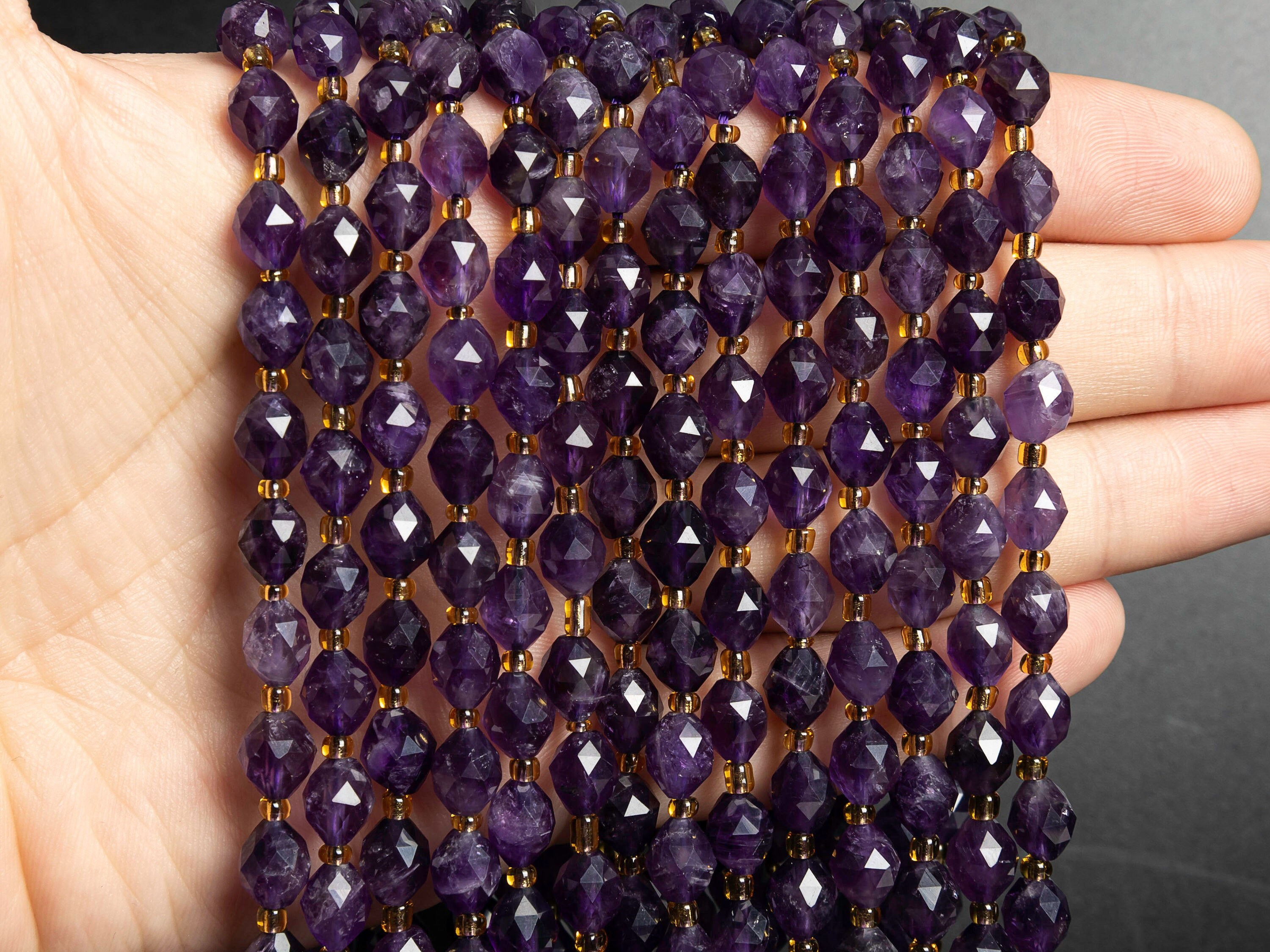 8mm Purple Amethyst Beads Grade Aa Genuine Natural Gemstone Drum Barrel Rice Bead Loose Beads 15"/7.5" Bulk Lot Options