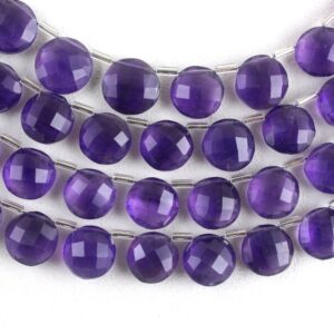 Aaa Blue Amethyst Coin Beads: Faceted Gemstone Strand (10-10.5mm)