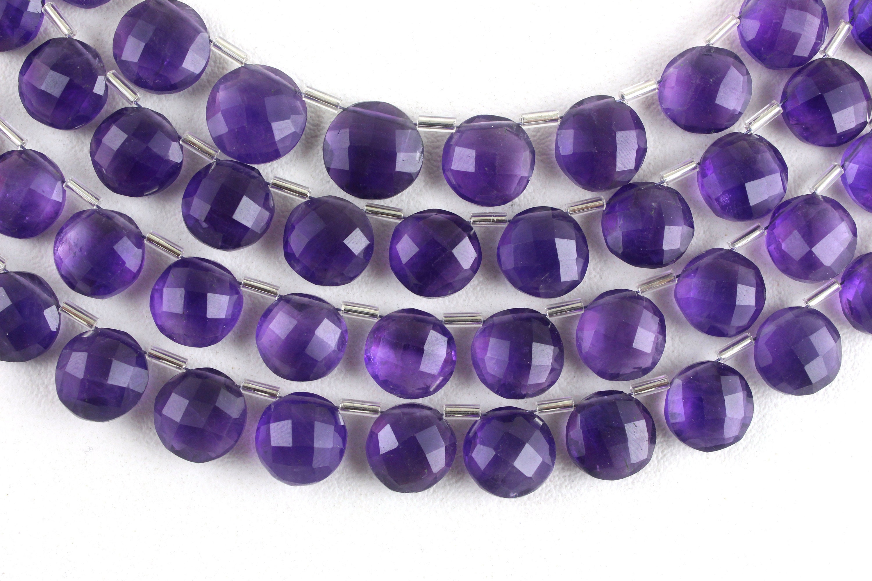 Aaa Blue Amethyst Coin Beads: Faceted Gemstone Strand (10-10.5mm)