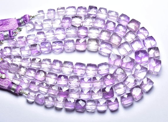 Beautiful Pink Amethyst Cube Beads - 7 Inches - Natural Faceted Beautiful Amethyst Cube , Box Briolettes - Size Is 6 - 9mm #2316