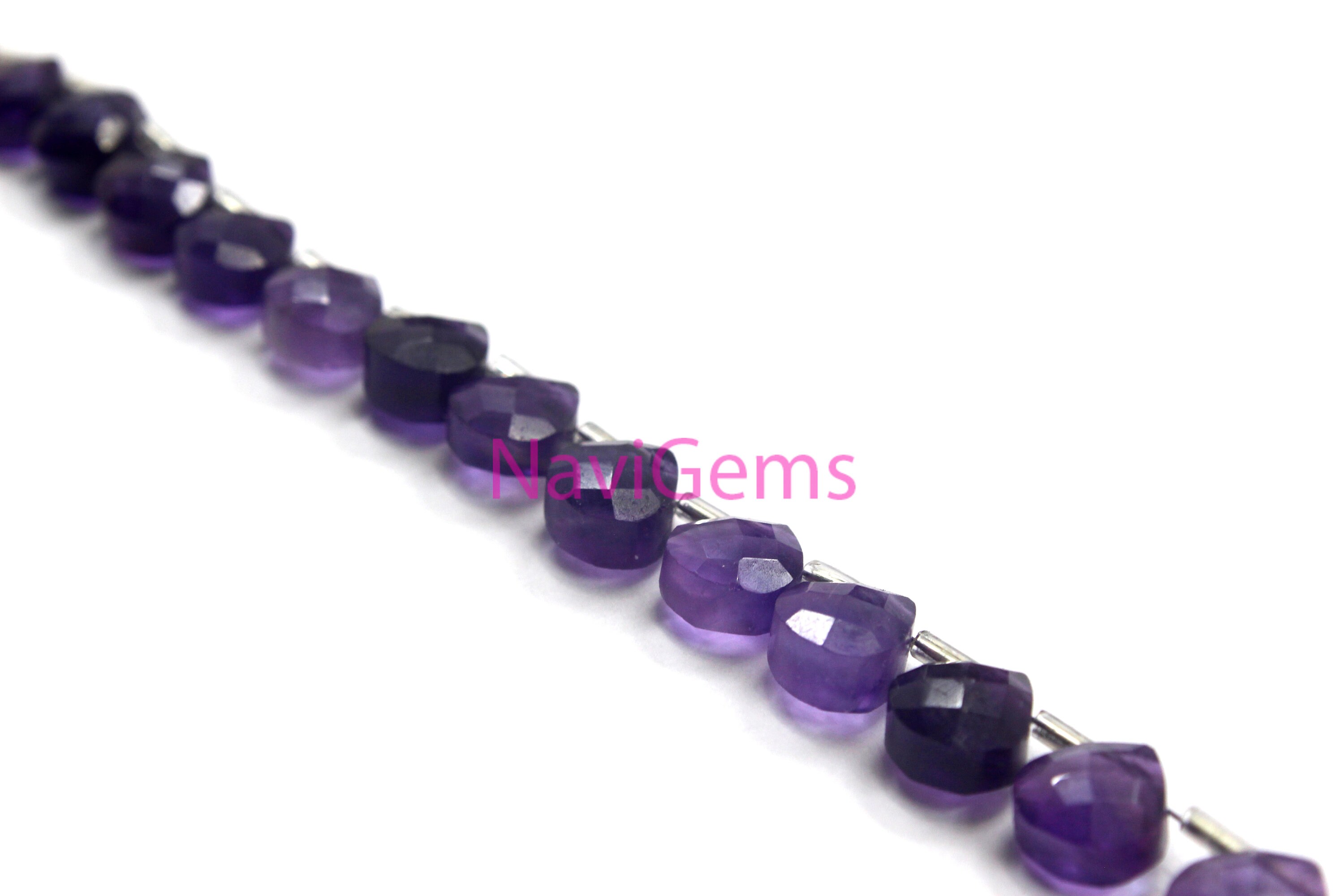 Blue Amethyst Gemstone Beads: 9mm Faceted Heart Briolettes, 21 Pieces Blue Amethyst Gemstone Beads: 9mm Faceted Heart Briolettes, 21 Pieces