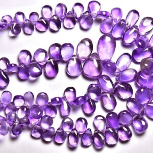 Amethyst Briolette Beads - 7 Inches, Natural Amethyst Smooth Pear Briolettes, Size Is 5x7-8x11mm #1150 Amethyst Briolette Beads - 7 Inches, Natural Amethyst Smooth Pear Briolettes, Size Is 5x7-8x11mm #1150