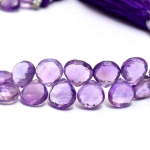 Amethyst Heart Briolette Gemstone 8mm Faceted Beads , Natural Aaa+ Brazilian Amethyst Semi Precious Gemstone Briolette Beads , 8inch Strand