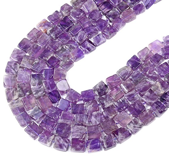 Natural Chevron Amethyst Gemstone Cube 9-11mm 10-13mm 11-15mm Loose Beads Bulk Lot 1,2,6,12 And 50 (d422)