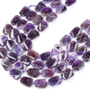 Natural Amethyst Gemstone 20X15MM Twist Rectangle Loose Beads BULK LOT 1,2,6,12 and 50 (D425)