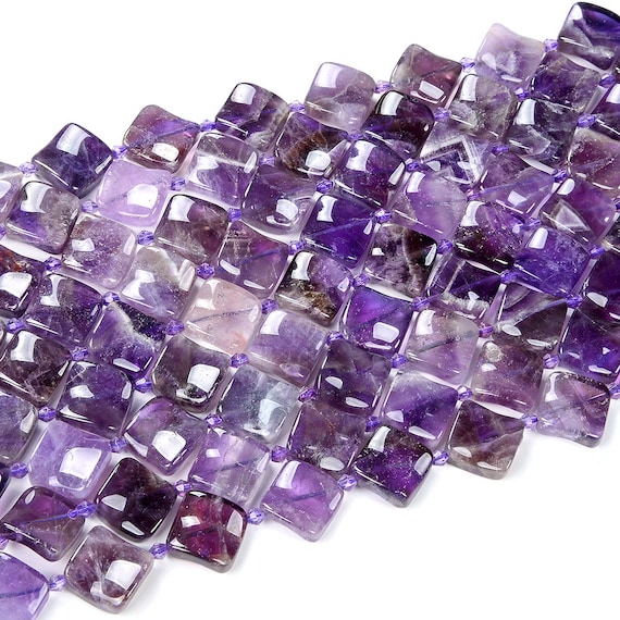 Natural Amethyst Gemstone 15mm Twist Rhombus Loose Beads Bulk Lot 1,2,6,12 And 50 (d425)