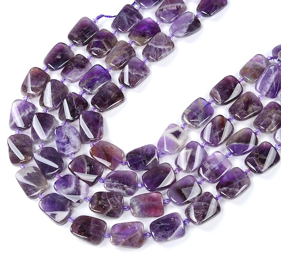 Natural Amethyst Gemstone 20x15mm Twist Rectangle Loose Beads Bulk Lot 1,2,6,12 And 50 (d425)