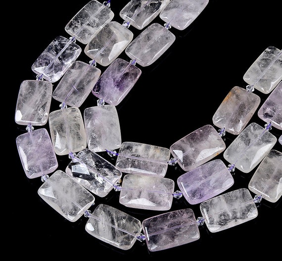 Natural Light Lavender Amethyst Gemstone 30x20mm Rectangle Loose Beads Bulk Lot 1,2,6,12 And 50 (d419)