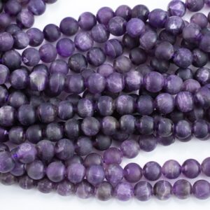 Natural Matte Dark Amethyst, High Quality, 4mm, 6mm, 8mm, 10mm, 12mm. AAA Quality Gemstone Beads