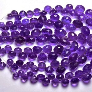 Amethyst Onion Beads - 7 inches - Natural Faceted Amethyst Onion Briolettes - Size is 6-10 mm #1375
