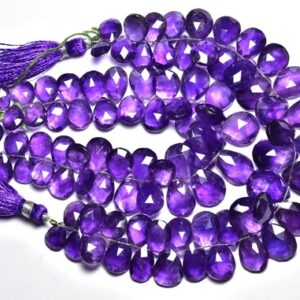 Amethyst Pear Beads - 7 inches - Natural Big Faceted African Amethyst Pear Briolettes - Size is 8x11- 12x15 mm #569