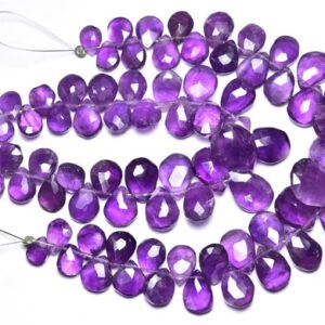 Amethyst Pear Beads - 7 Inches - Natural Finest Quality Amethyst Faceted Pear Briolettes - Size Is 6x8-13x9mm #510 Amethyst Pear Beads - 7 Inches - Natural Finest Quality Amethyst Faceted Pear Briolettes - Size Is 6x8-13x9mm #510