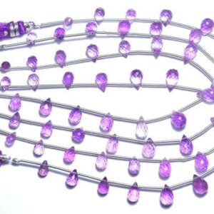 Pink Amethyst Teardrop Beads - 7.5 Inches - Natural Pink Amethyst Faceted Teardrops Briolettes Strand - Size Is 4x6 - 5x8 Mm #2159