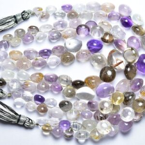 Rare Moss Amethyst Onion Beads - 9 inches - Rare Most Beautiful Natural Smooth Moss Amethyst Onion Briolettes - Size is 6.5 - 7.5 mm #154