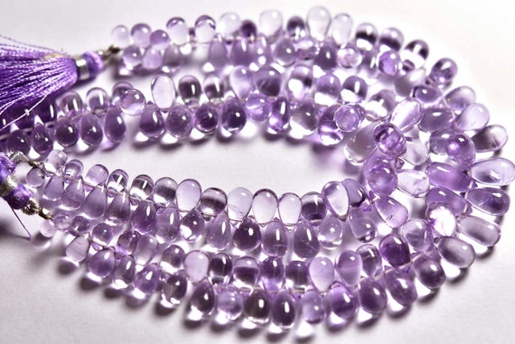 Super Quality Pink Amethyst Teardrop Beads - 7.5 Inches - Natural Pink Amethyst Smooth Teardrops Briolettes - Size Is 4x6-6x10 Mm #1044