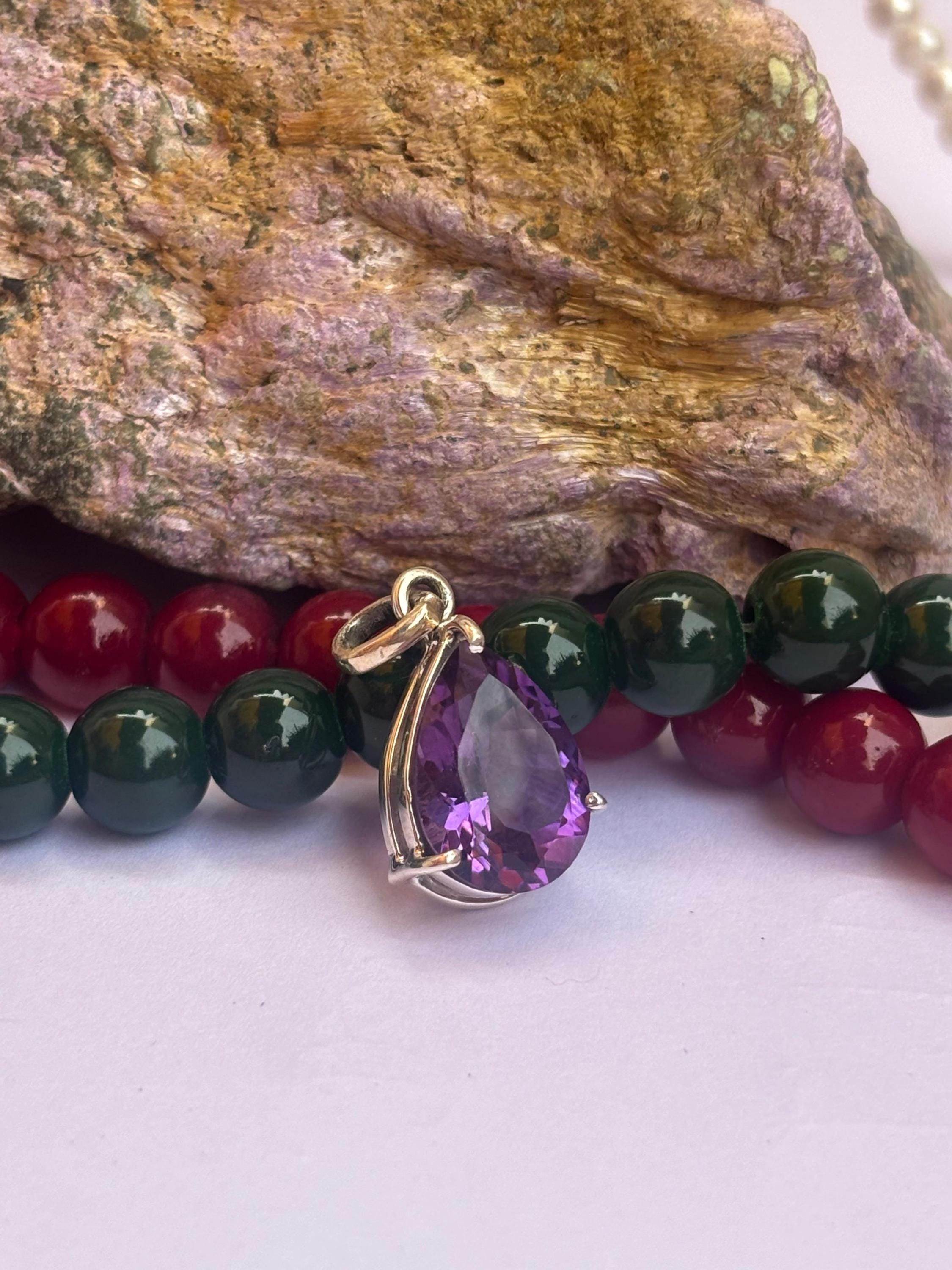 Amethyst Pendant* 925 Sterling Silver Pendant (10*14 Mm Pear)