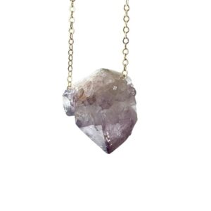 Chunky Amethyst Pendant Necklace: 14kt Gold Filled, February Birthstone