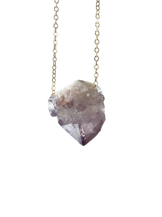 Chunky Amethyst Pendant Necklace: 14kt Gold Filled, February Birthstone