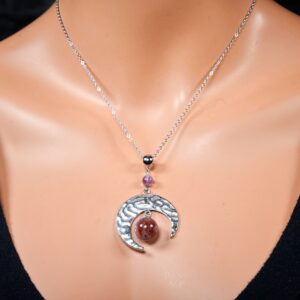 Crescent Moon 12mm Auralite 23 Pendant. Auralite 23 Moon Necklace. Amethyst Auralite 23 Crescent Moon Statement Spiritual Pendant