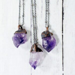 Amethyst Crystal Necklace | Raw Amethyst Pendant | Electroformed Raw Amethyst Necklace | Raw Crystal Jewelry | Raw Mineral Necklace