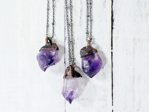 Amethyst Crystal Necklace | Raw Amethyst Pendant | Electroformed Raw Amethyst Necklace | Raw Crystal Jewelry | Raw Mineral Necklace Amethyst Crystal Necklace | Raw Amethyst Pendant | Electroformed Raw Amethyst Necklace | Raw Crystal Jewelry | Raw Mineral Necklace