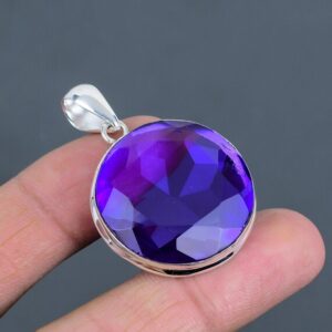 Faceted African Amethyst Pendant: Handmade 925 Sterling Silver Boho Jewelry