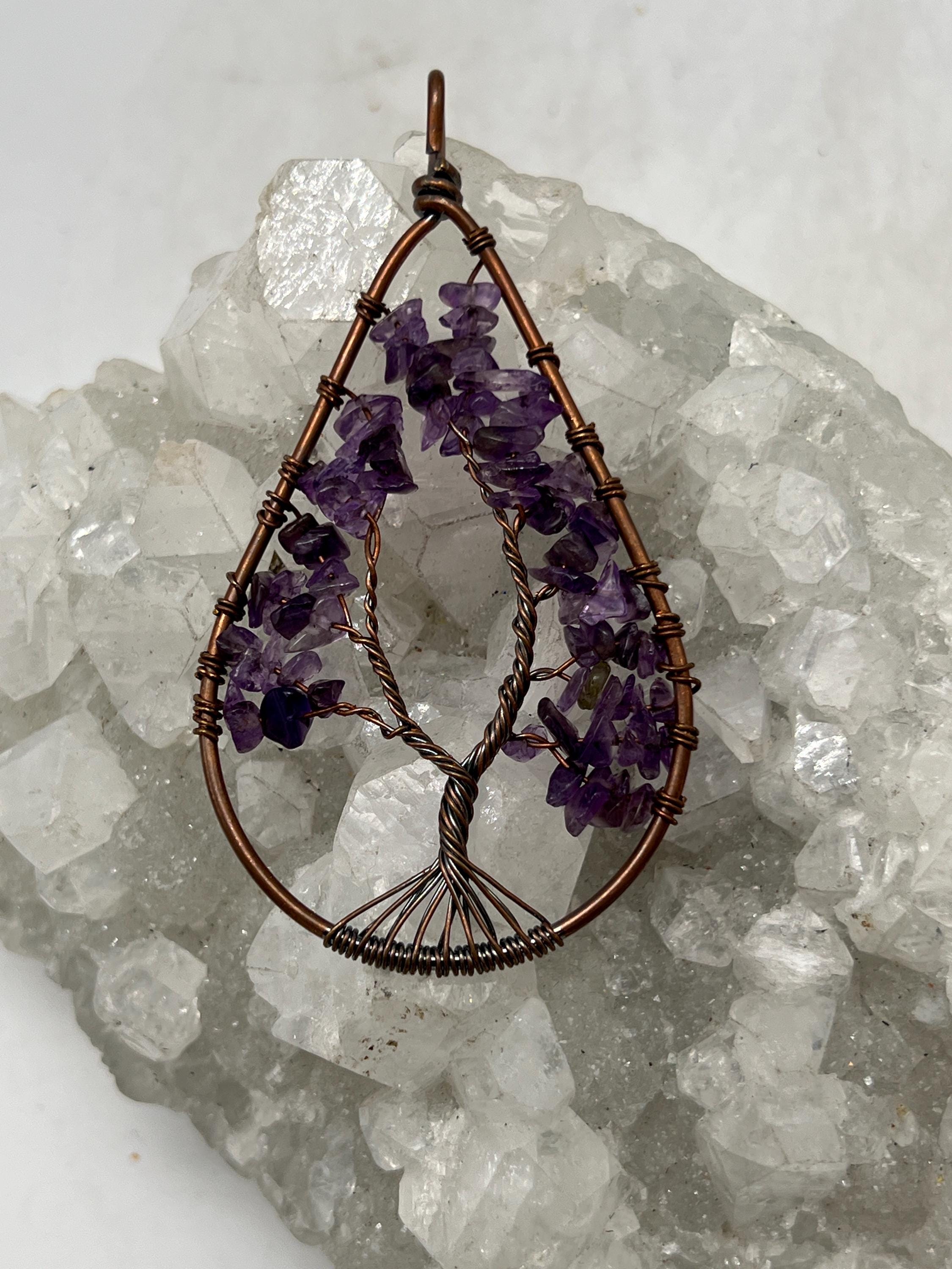 Large Wire Wrapped Amethyst Tree Of Life Pendant