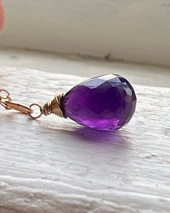 Amethyst Pendant Necklace: 14k Gold Fill, Dainty Jewelry Amethyst Pendant Necklace: 14k Gold Fill, Dainty Jewelry