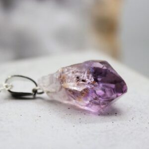 Raw Amethyst Crystal Pendant Necklace: Sterling Silver, Healing Stone