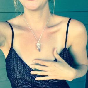Silver Dipped Geometric Raw Crystal Point Multicolored Purple Amethyst Necklace | Square Amethyst Pendant | Chunky Amethyst Pendant